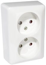 Stikkontakt dobbel uten/jord vegg - Elko 